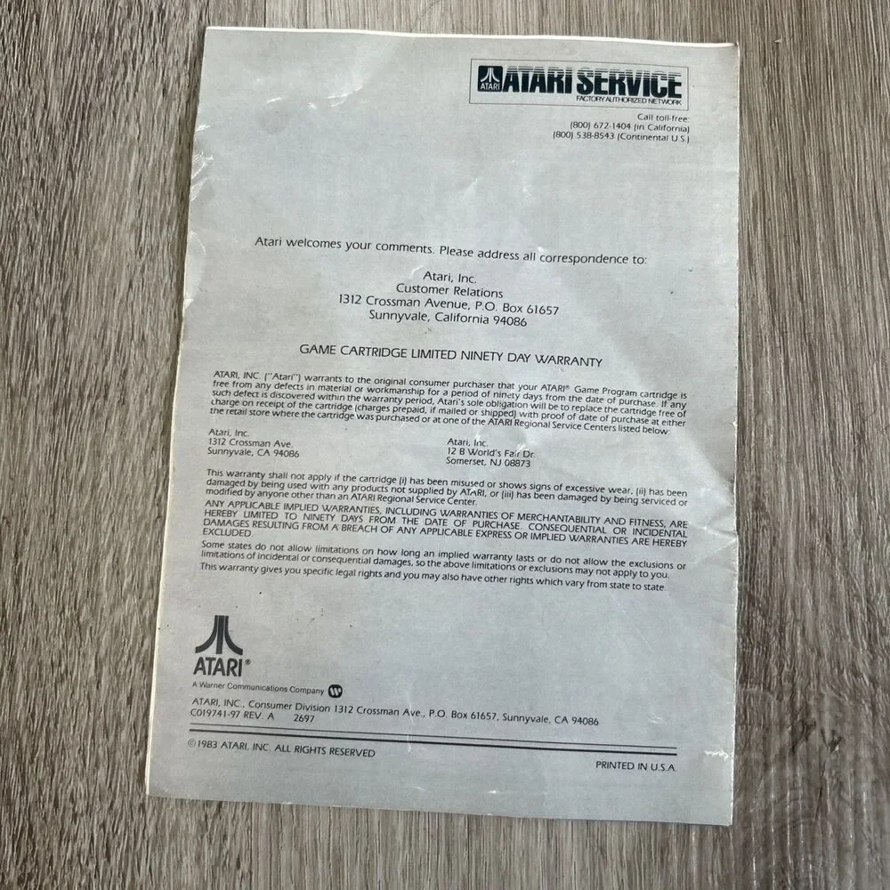 Mario Bros 1983 Atari 2600 Game Cartridge w/ Instruction Manual Nintendo Tested